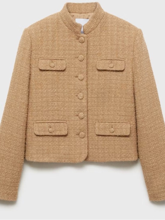 Mango Jackets & Blazers - NTW: MANGO TWEED JACKET WITH STRIPED COLLAR: SIZE MEDIUM